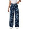 image:imageSidefeel Jeans for Women Wide Leg High Waist Baggy Boyfriends Straight Leg Stretchy Floral Print Denim PantsBig Floral Dark Blue