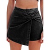 image:imageSidefeel Skorts Skirts for Women Casual Summer Bowknot High Waisted Jean Shorts Stretchy Denim Mini Skirt NO PocketBlack