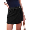 image:imageSidefeel Skorts for Woman Casual High Waisted Stretchy Jean Shorts Trendy Asymmetrical Summer Denim Mini Skirts with PocketsBlack