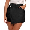 image:imageSidefeel Skorts for Woman High Waisted Jean Skort Wrap Stretchy Asymmetrical Skorts Casual Denim ShortsBlack