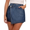 image:imageSidefeel Skorts for Woman High Waisted Jean Skort Wrap Stretchy Asymmetrical Skorts Casual Denim ShortsBluing