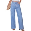 image:imageSidefeel Straight Leg Jeans for Women High Waisted Baggy Pants Loose Stretchy Wide Leg Cargo JeansIceland Blue
