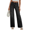 image:imageSidefeel Wide Leg Jeans for Women High Waisted Stretchy Jeans Straight Leg Trendy Patchwork Denim Pants with Oversized FitBlack