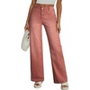 image:imageSidefeel Wide Leg Jeans for Women High Waisted Stretchy Jeans Straight Leg Trendy Patchwork Denim Pants with Oversized FitMineral Red