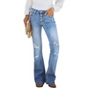 image:imageSidefeel Women Destroyed Raw Hem Washed Jeans Distressed Slim Fit Denim PantsLight Blue