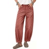 image:imageSidefeel Womens Barrel Jeans High Waisted Elastic Stretchy Baggy Wide Leg Jeans Trendy Patchwork Loose Ankle Denim PantsMineral Red
