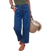 image:imageSidefeel Womens Barrel Jeans High Waisted Stretchy Drawstring Ankle Tapered Denim Pants with PocketsBluing