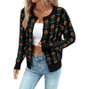 image:imageSidefeel Womens Button Down Cardigan Sweater Long Sleeve Cute Floral Printed Cropped Sweater CoatsBlack