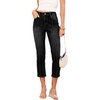 image:imageSidefeel Womens Capri Jeans Mid Rise Skinny Stretchy Front Seam Capri Leggings Denim PantsBlack