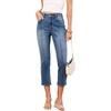 image:imageSidefeel Womens Capri Jeans Mid Rise Skinny Stretchy Front Seam Capri Leggings Denim PantsBlue