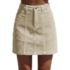 image:imageSidefeel Womens Corduroy Skirt 2026 High Waist Button Stretch Knee Length Skirt with Big PocketsApricot