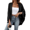 image:imageSidefeel Womens Crochet Oversized Cardigan Sweaters Spring Hollow Out Long Batwing Sleeve Summer Shrugs Lightweight SweaterBlack