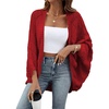 image:imageSidefeel Womens Crochet Oversized Cardigan Sweaters Spring Hollow Out Long Batwing Sleeve Summer Shrugs Lightweight SweaterBurgundy