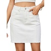 image:imageSidefeel Womens Denim Skirt Casual Stretch High Waist Raw Hem Zip Fly Jean Skirt for WomenWhite