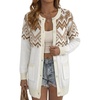 image:imageSidefeel Womens Fair Isle Sweater Long Sleeve Button Up Cardigan with PocketsWhite