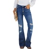 image:imageSidefeel Womens Flare Jeans Ripped High Waisted Bell Bottom Bootcut Wide Leg Denim Pants Blue Size 12