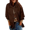 image:imageSidefeel Womens Jean Jacket Oversized Boyfriend Button Up Long Sleeve Split Zimbaplatinum Denim JacketsBrown
