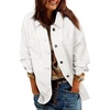 image:imageSidefeel Womens Jean Jacket Oversized Boyfriend Button Up Long Sleeve Split Zimbaplatinum Denim JacketsWhite