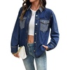 image:imageSidefeel Womens Jean Jacket Oversized Boyfriend Shacket Button Down Long Sleeve Trendy Tonal Wash Denim JacketsDeep Blue