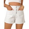 image:imageSidefeel Womens Jean Shorts Button Fly Stretchy High Waisted Summer Outfit Denim ShortsWhite