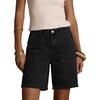 image:imageSidefeel Womens Jean Shorts High Waisted Stretchy Bermuda Pleated Denim Summer ShortsBlack