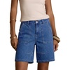 image:imageSidefeel Womens Jean Shorts High Waisted Stretchy Bermuda Pleated Denim Summer ShortsBlue