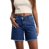 image:imageSidefeel Womens Jean Shorts High Waisted Stretchy Raw Hem Denim Summer ShortsBlue
