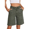 image:imageSidefeel Womens Jean Shorts High Waisted Stretchy Wide Leg Bermuda Denim Shorts Casual Loose Fit Summer Jorts with PocketsGreen