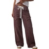 image:imageSidefeel Womens MidLow Rise Baggy Jeans Elastic Waist Drawtring Y2K Stretchy Wide Leg Cargo Boyfriend Oversized Denim PantsCoffee
