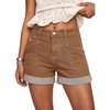 image:imageSidefeel Womens Shorts High Waisted Jean Shorts Stretchy Buttoned Folded Hem Summer Trendy Denim Shorts for WomenBrown