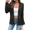 image:imageSidefeel Womens Summer Cardigan Sweaters Long Sleeve Open Front Crochet See Through Lightweight Kimonos Boho Beach Cover UpsBlack