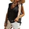 image:imageSidefeel Womens Summer Crochet Tank Tops V Neck Hollow Out Knit Sleeveless Beach Cover Ups TopBlack