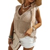 image:imageSidefeel Womens Summer Crochet Tank Tops V Neck Hollow Out Knit Sleeveless Beach Cover Ups TopSmoke Gray