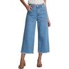 image:imageSidefeel Womens Wide Leg Baggy Capri Jeans High Waisted Straight Leg Stretchy Raw Hem Cropped Denim Pants with PocketsLight Blue