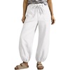 image:imageSidefeel Womens Wide Leg Jeans High Waisted Drawstring Baggy Stretchy Trendy Harem Loose Ankle Denim PantsCream White