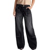 image:imageSidefeel Womens Wide Leg Jeans High Waisted Stretchy Baggy Boyfriend Denim PantsBlack
