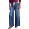 image:imageSidefeel Womens Wide Leg Jeans High Waisted Stretchy Baggy Elastic Waist Drawstring Ankle Denim Jeans with PocketsDark Blue