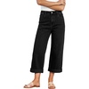 image:imageSidefeel Womens Wide Leg Jeans High Waisted Stretchy Cropped Ankle Capri Rolled Hem Denim PantsBlack