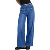 image:imageSidefeel Womens Wide Leg Jeans High Waisted Stretchy Straight Leg Denim Pants with Front Flap PocketsDark Blue