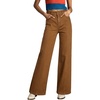image:imageSidefeel Womens Wide Leg Jeans High Waisted Stretchy Straight Leg Front Seam Denim Pants with PocketsBrown