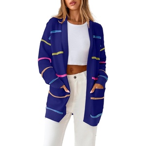 image:imageSidefeel Cardigan Sweaters for Women Lightweight Striped 2026 Long Sleeve Open Front Loose Knit Sweaters ClothesBluing