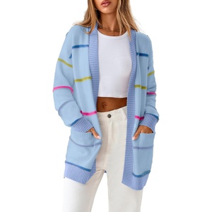 image:imageSidefeel Cardigan Sweaters for Women Lightweight Striped 2026 Long Sleeve Open Front Loose Knit Sweaters ClothesMyosotis