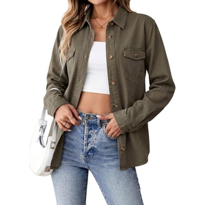 image:imageSidefeel Women Denim Shirt Long Sleeve Button Down Jean Shirts Casual Oversized Trendy Tops BlousesGreen