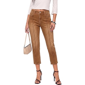 image:imageSidefeel Womens Capri Jeans Mid Rise Skinny Stretchy Front Seam Capri Leggings Denim PantsVintage Blue