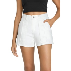 image:imageSidefeel Womens Jean Shorts High Waisted Stretchy Trendy Seamed Front Casual Summer Loose Denim Shorts with PocketsCream White