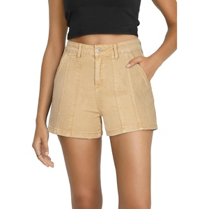 image:imageSidefeel Womens Jean Shorts High Waisted Stretchy Trendy Seamed Front Casual Summer Loose Denim Shorts with PocketsKhaki