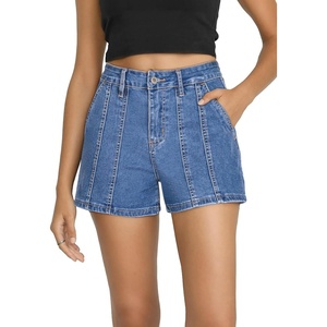 image:imageSidefeel Womens Jean Shorts High Waisted Stretchy Trendy Seamed Front Casual Summer Loose Denim Shorts with PocketsLight Blue
