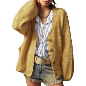 image:imageSidefeel Womens Oversized Cardigan Sweaters Long Sleeve Button Down Open Front Knit Jacket Coat with PocketsGinger