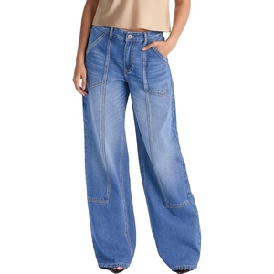 image:imageSidefeel Womens Wide Leg Jeans High Waisted Stretchy Baggy Boyfriend Denim PantsBlue