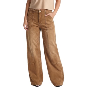image:imageSidefeel Womens Wide Leg Jeans High Waisted Stretchy Baggy Boyfriend Denim PantsBrown